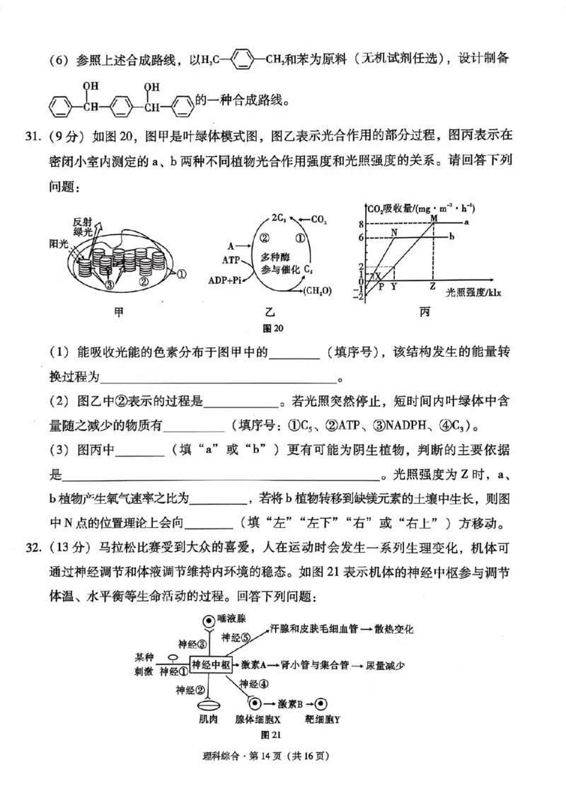 云南大理市辖区2023-2024学年高三上学期毕业生区域性规模化统一检测理综(1)_2023年9月_029月合集_2024届云南省大理市辖区高三区域性规模化统一检测