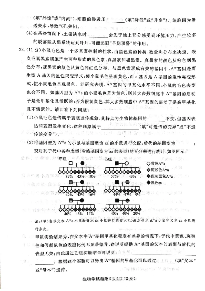 辽宁名校联盟高三5月考生物试卷_2025年5月_250508辽宁省名校联盟2025年高三5月份联合考试