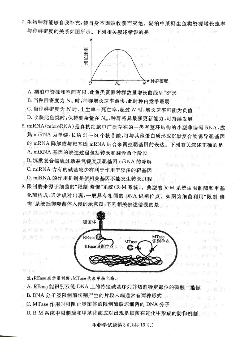 辽宁名校联盟高三5月考生物试卷_2025年5月_250508辽宁省名校联盟2025年高三5月份联合考试
