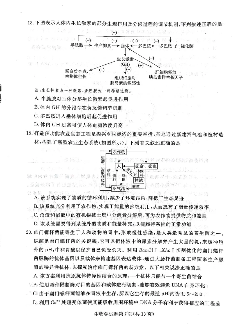 辽宁名校联盟高三5月考生物试卷_2025年5月_250508辽宁省名校联盟2025年高三5月份联合考试