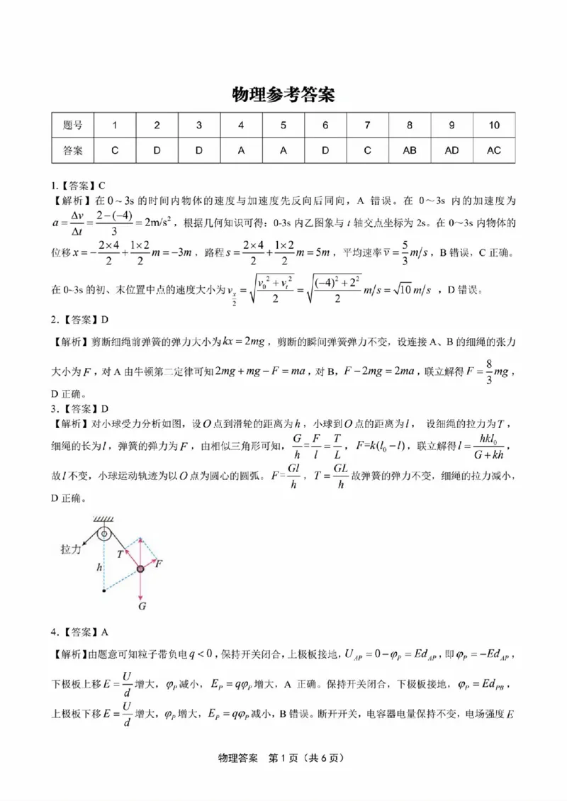 扫描件_物理参考答案_2023年9月_01每日更新_3号_2024届安徽省皖江名校高三开学摸底考试_安徽省皖江名校2024届高三开学摸底考试（8.30-31）物理