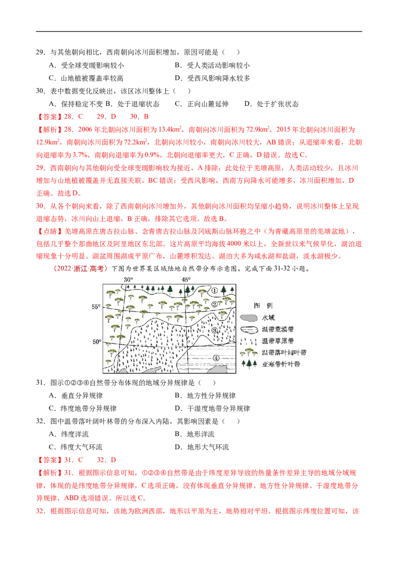 专题06自然环境的整体性与差异性-五年（2019-2023）高考地理真题分项汇编（解析版）_赠送：2008-2024全套高考真题_高考地理真题_送高考地理五年真题(2019-2023)分项汇编（全国通用）