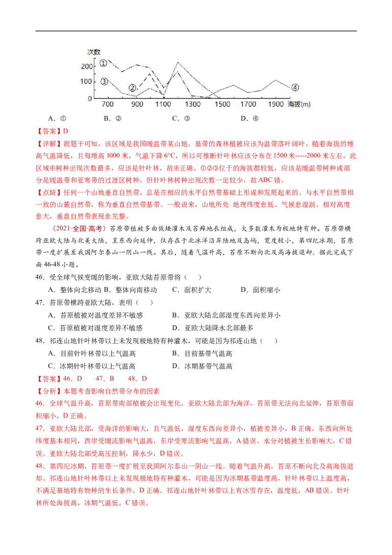 专题06自然环境的整体性与差异性-五年（2019-2023）高考地理真题分项汇编（解析版）_赠送：2008-2024全套高考真题_高考地理真题_送高考地理五年真题(2019-2023)分项汇编（全国通用）