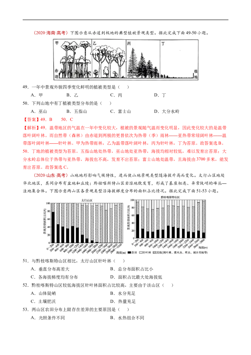 专题06自然环境的整体性与差异性-五年（2019-2023）高考地理真题分项汇编（解析版）_赠送：2008-2024全套高考真题_高考地理真题_送高考地理五年真题(2019-2023)分项汇编（全国通用）