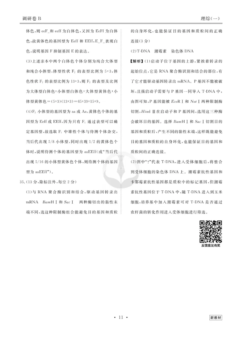 理综答案_2023高考押题卷_32023高考衡水金卷先享题调研卷_新教材版_调研卷&middot;理综
