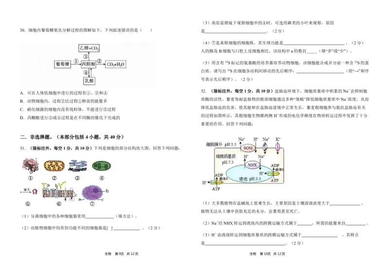 陕西省渭南市三贤中学2024届高三上学期10月月考生物(1)_2023年10月_01每日更新_16号_2024届陕西省渭南市三贤中学高三上学期10月月考