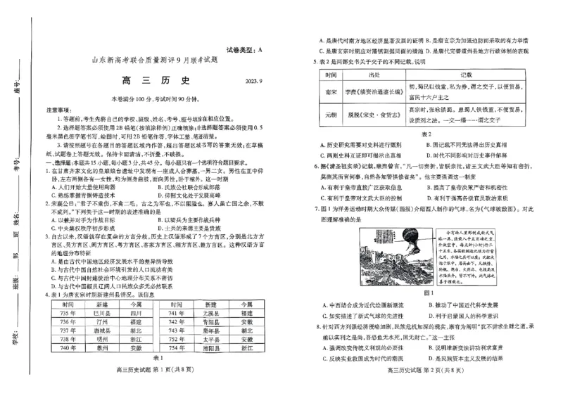 高三历史_2023年9月_01每日更新_6号_2024届山东省新高考联合质量测评高三上学期开学联考_山东省新高考联合质量测评2024届高三上学期开学联考历史