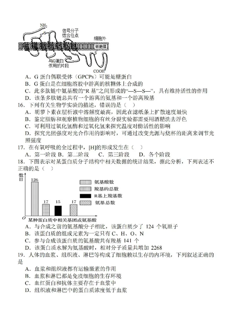 江苏省徐州2024届部分学校高三上学期期初试卷生物(1)_2023年9月_029月合集_2024届江苏省徐州部分学校高三上学期期初试卷