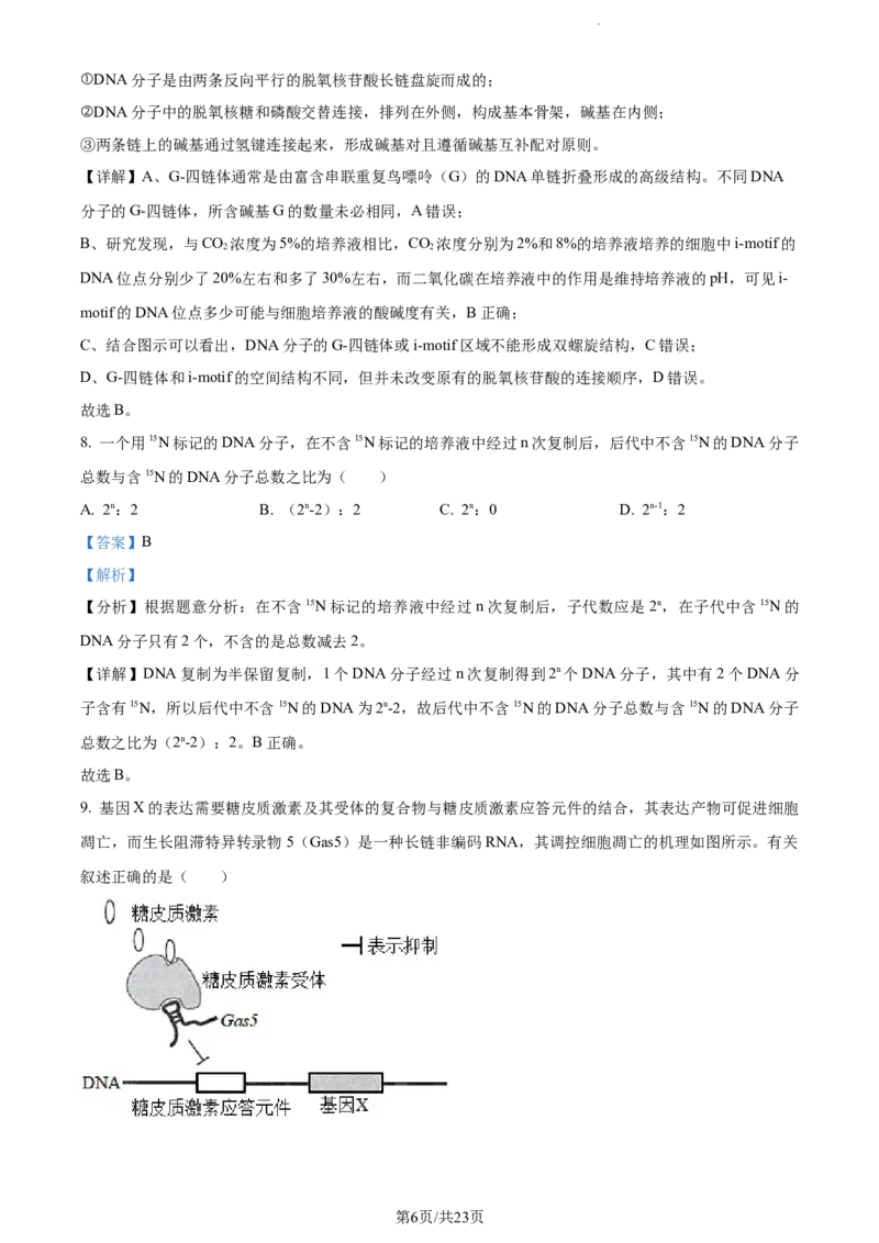 精品解析：山东省菏泽市鄄城县一中2023-2024学年高三10月月考生物试题（解析版）(1)_2023年10月_0210月合集_2024届山东省菏泽市鄄城县第一中学高三上学期10月月考