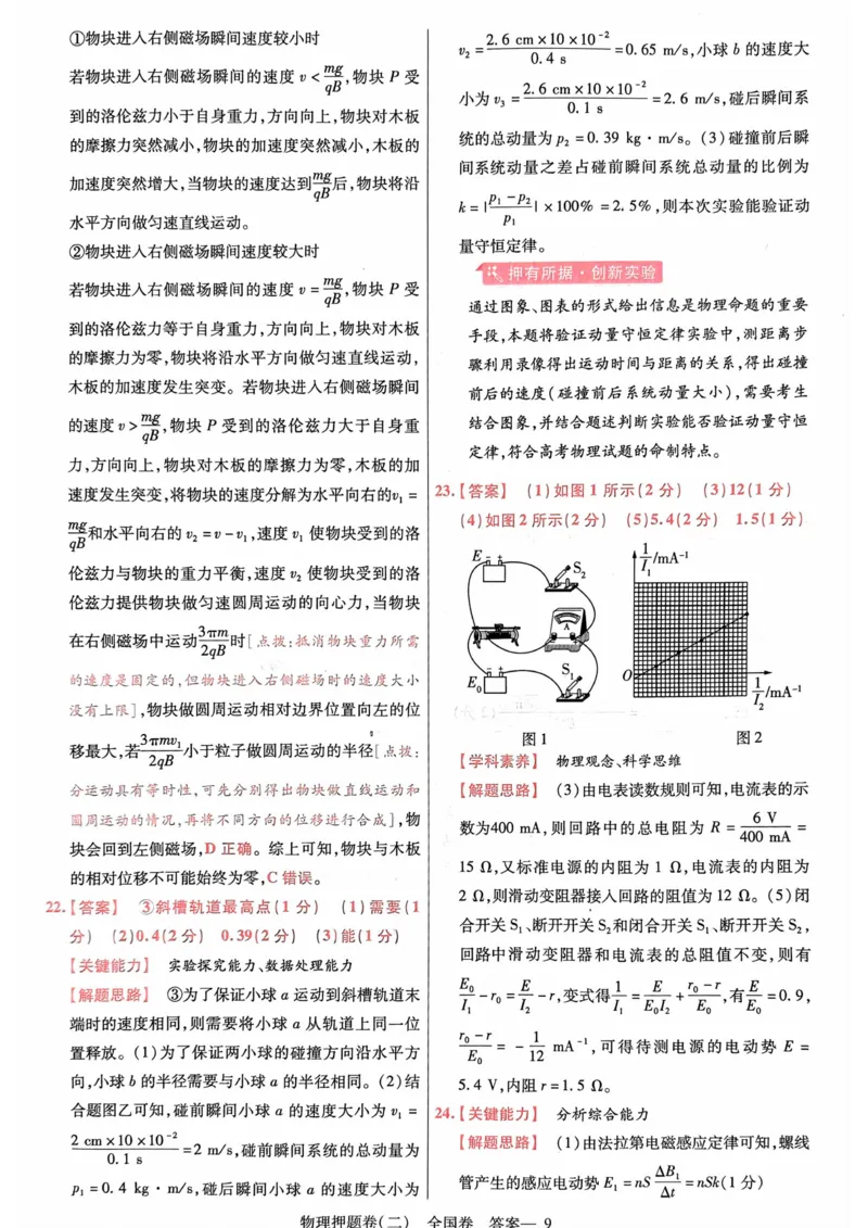 物理答案_2023高考押题卷_2023版天星金考卷最后一卷_全国卷版_最后一卷&middot;物理