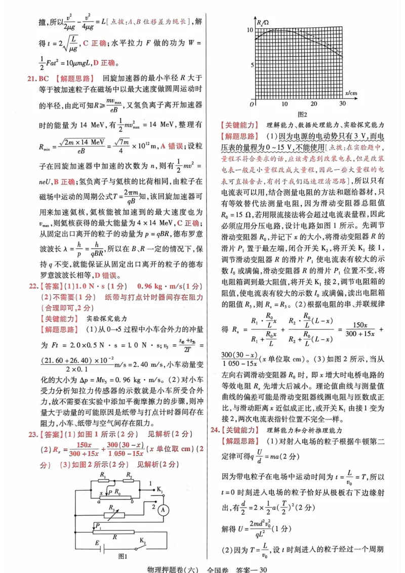 物理答案_2023高考押题卷_2023版天星金考卷最后一卷_全国卷版_最后一卷&middot;物理