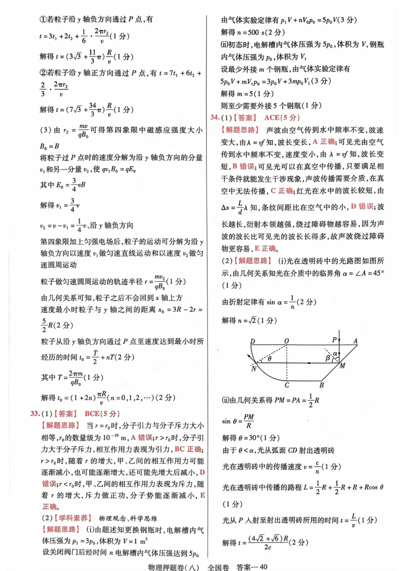 物理答案_2023高考押题卷_2023版天星金考卷最后一卷_全国卷版_最后一卷&middot;物理