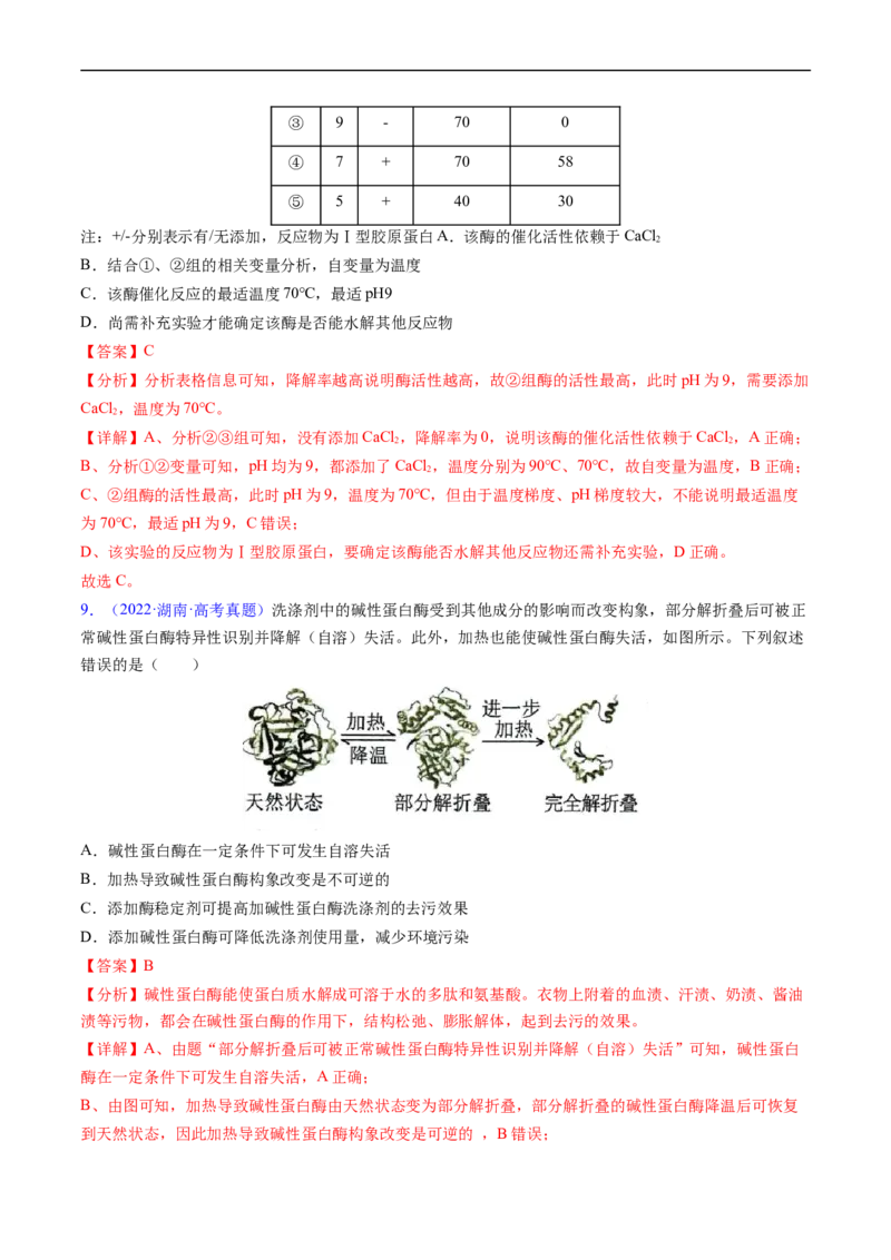 专题04酶和ATP-五年（2019-2023）高考生物真题分项汇编（全国通用）（解析版）_赠送：2008-2024全套高考真题_高考生物真题_送高考生物五年真题(2019-2023)分项汇编（全国通用）