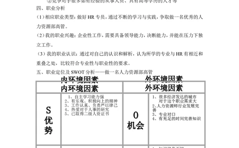 人事专员个人职业生涯规划书_E6-职业规划_42人力资源专业