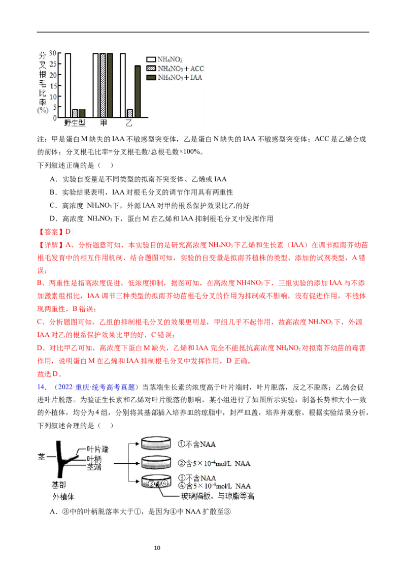 专题17植物激素的调节-五年（2019-2023）高考生物真题分项汇编（全国通用）（解析版）_赠送：2008-2024全套高考真题_高考生物真题_送高考生物五年真题(2019-2023)分项汇编（全国通用）