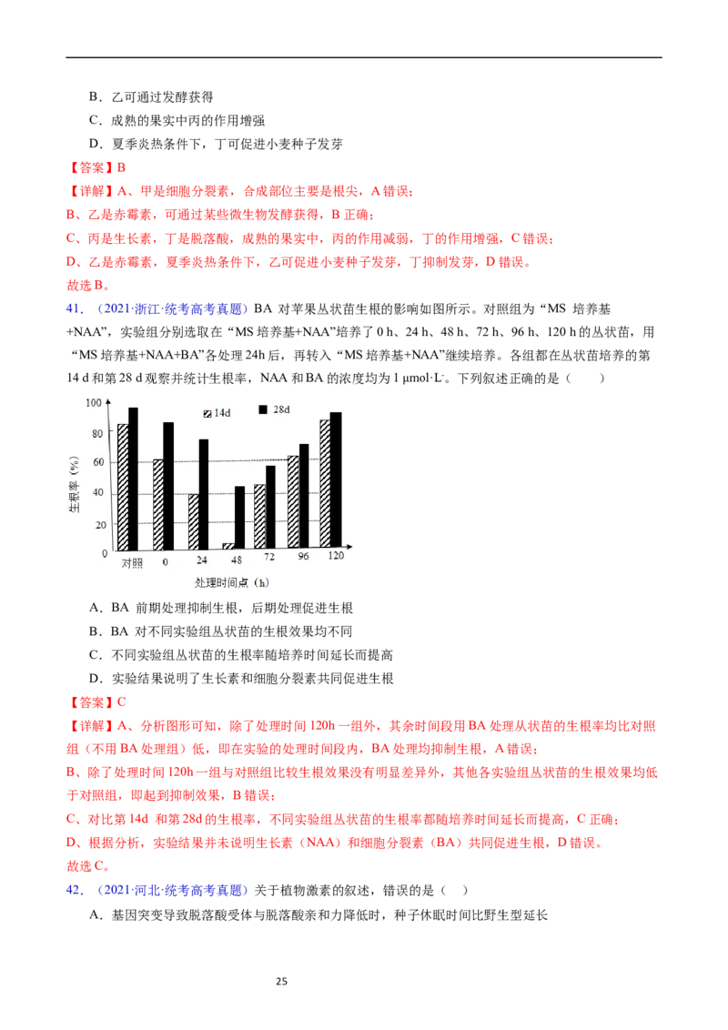 专题17植物激素的调节-五年（2019-2023）高考生物真题分项汇编（全国通用）（解析版）_赠送：2008-2024全套高考真题_高考生物真题_送高考生物五年真题(2019-2023)分项汇编（全国通用）