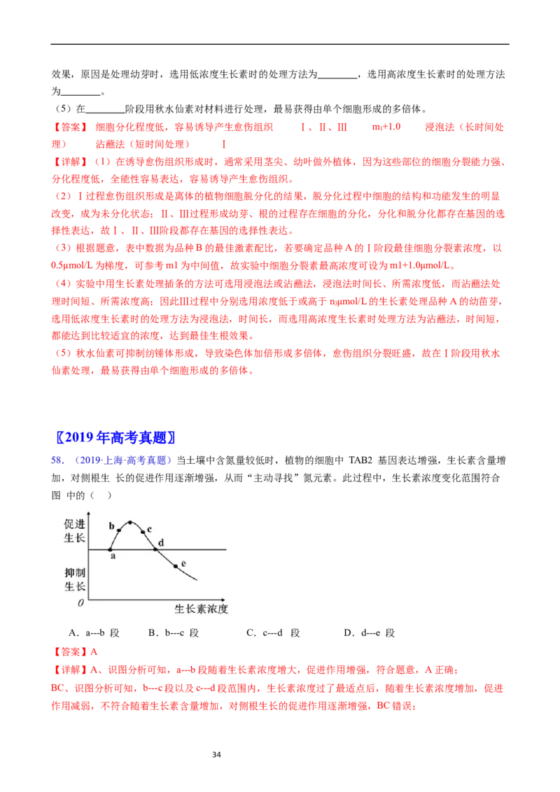 专题17植物激素的调节-五年（2019-2023）高考生物真题分项汇编（全国通用）（解析版）_赠送：2008-2024全套高考真题_高考生物真题_送高考生物五年真题(2019-2023)分项汇编（全国通用）