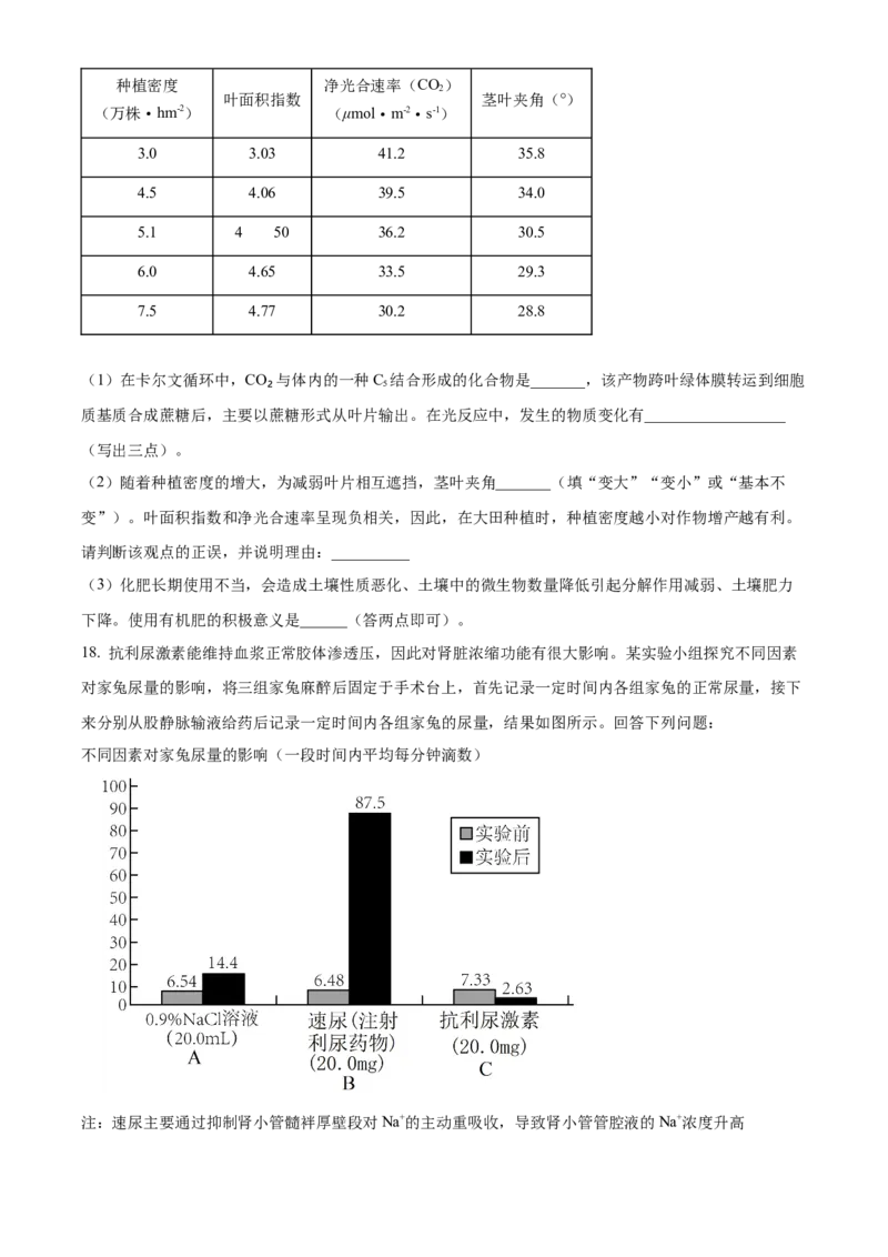 湖南省长沙市长郡中学2023-2024学年高三上学期入学考试（暑假作业检测）生物试题Word版无答案_2023年8月_01每日更新_29号