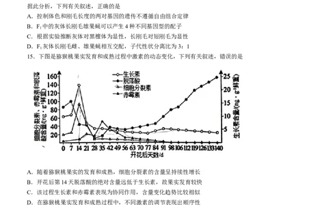 2024届江西省赣州市高三下学期3月摸底考试（一模）生物试题(1)_2024年3月_013月合集_2024届江西省赣州市高三下学期3月摸底考试（一模）