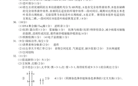 2023届广西桂三市高三联合调研考试丨理综生物答案(1)_2024年2月_022月合集_2023届广西桂林、河池、防城港三市高三下学期第二次联合调研考试全科