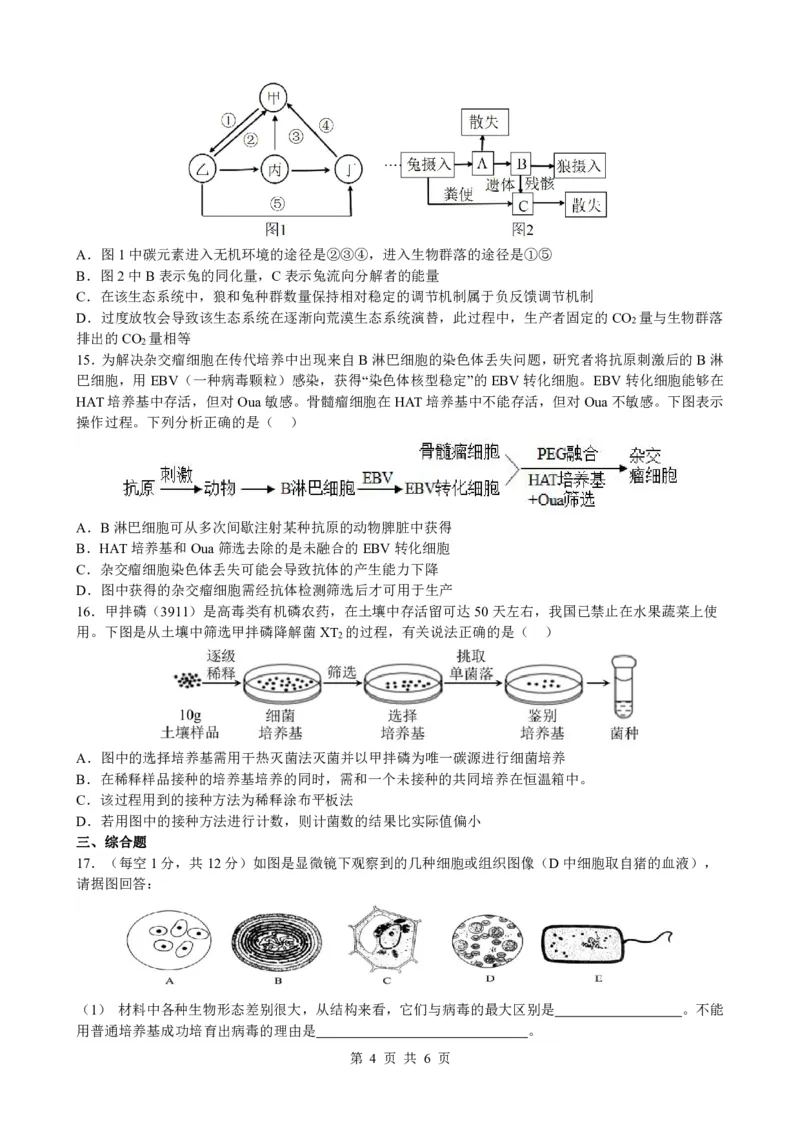 江西省泰和中学2024届高三暑期质量检测生物(1)_2023年7月_027月合集_2024届江西省泰和中学高三暑期质量检测