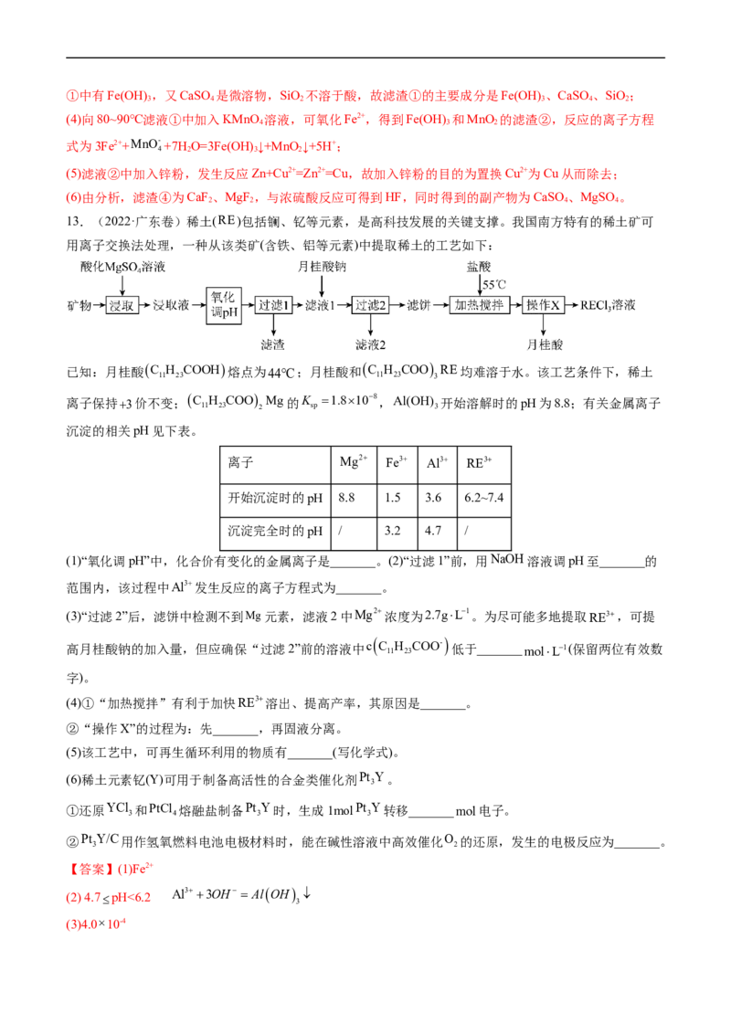 专题13工艺流程综合题-五年（2019-2023）高考化学真题分项汇编（全国通用）（解析版）_赠送：2008-2024全套高考真题_高考化学真题_送高考化学五年真题(2019-2023)分项汇编（全国通用）