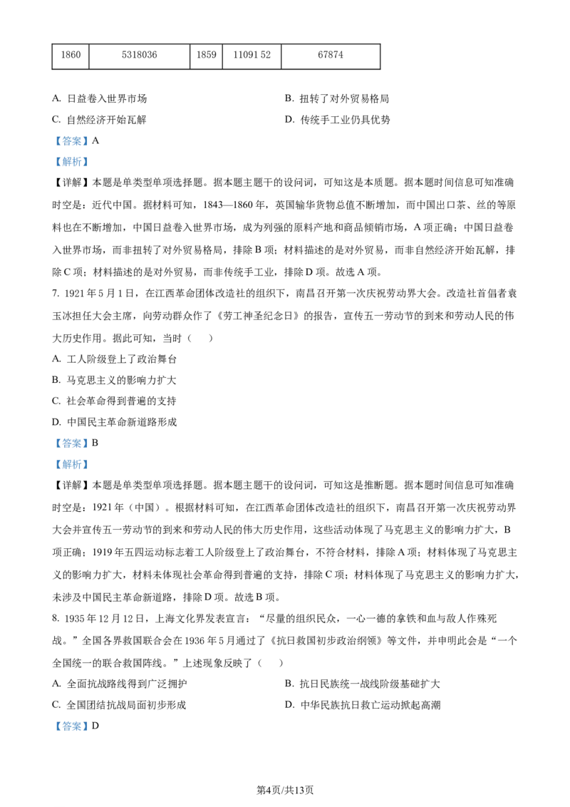 2024届江西省南昌市高三下学期二模历史试卷（解析版）_2024年4月_01按日期_21号_2024届江西省南昌市高三下学期二模考试_2024届江西省南昌市高三下学期二模历史试卷