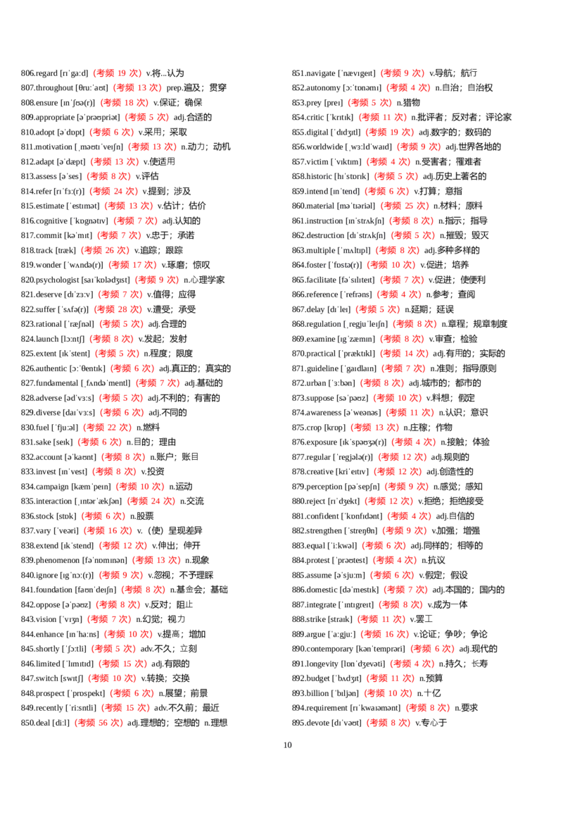 六级1000高频词有音标_英语四六级整合_英语四六级真题版本一此版本可作为补充_大学英语CET6_X0_02-高频词汇+答题卡