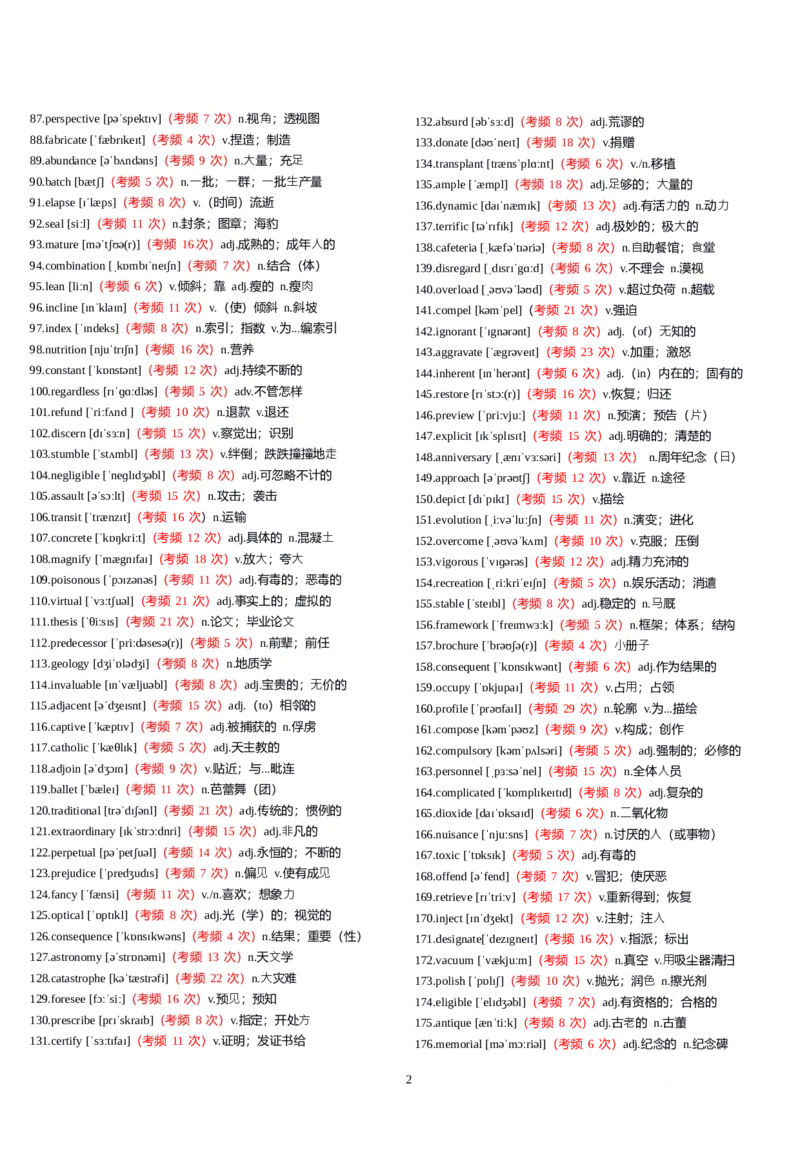 六级1000高频词有音标_英语四六级整合_英语四六级真题版本一此版本可作为补充_大学英语CET6_X0_02-高频词汇+答题卡