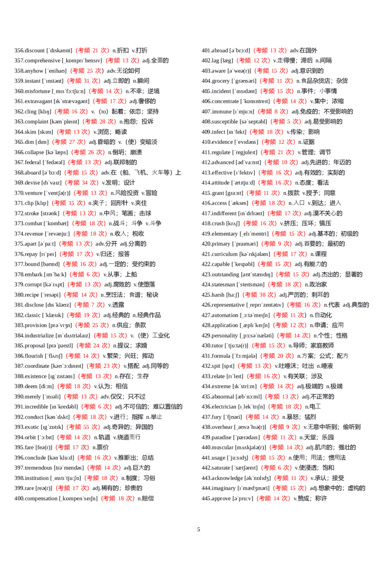 六级1000高频词有音标_英语四六级整合_英语四六级真题版本一此版本可作为补充_大学英语CET6_X0_02-高频词汇+答题卡