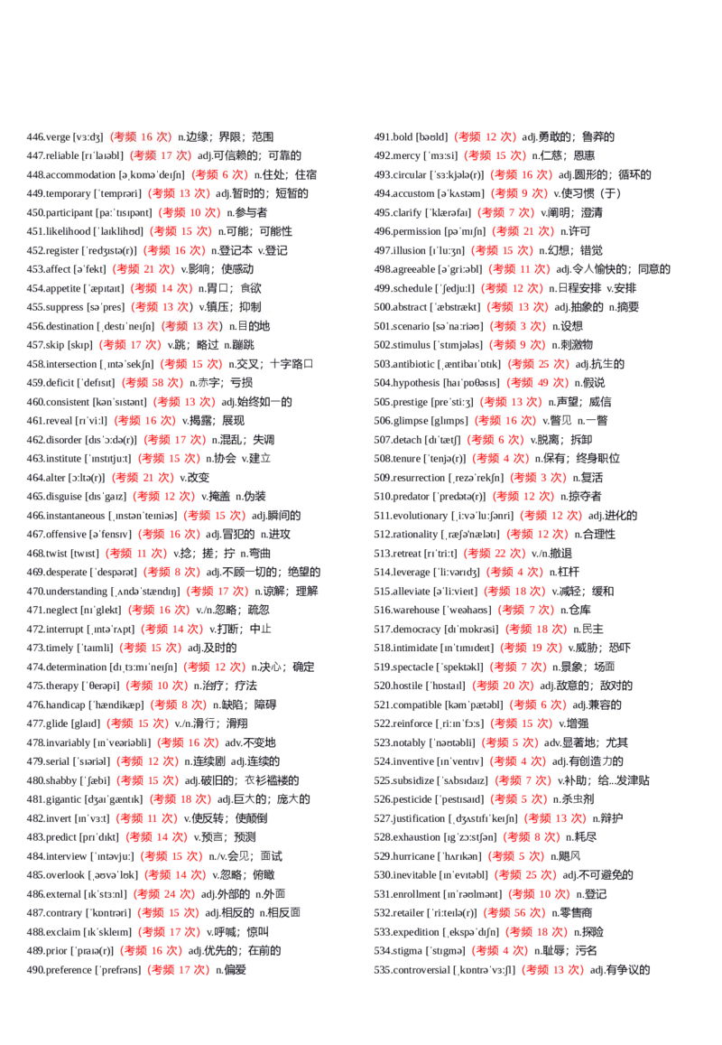 六级1000高频词有音标_英语四六级整合_英语四六级真题版本一此版本可作为补充_大学英语CET6_X0_02-高频词汇+答题卡
