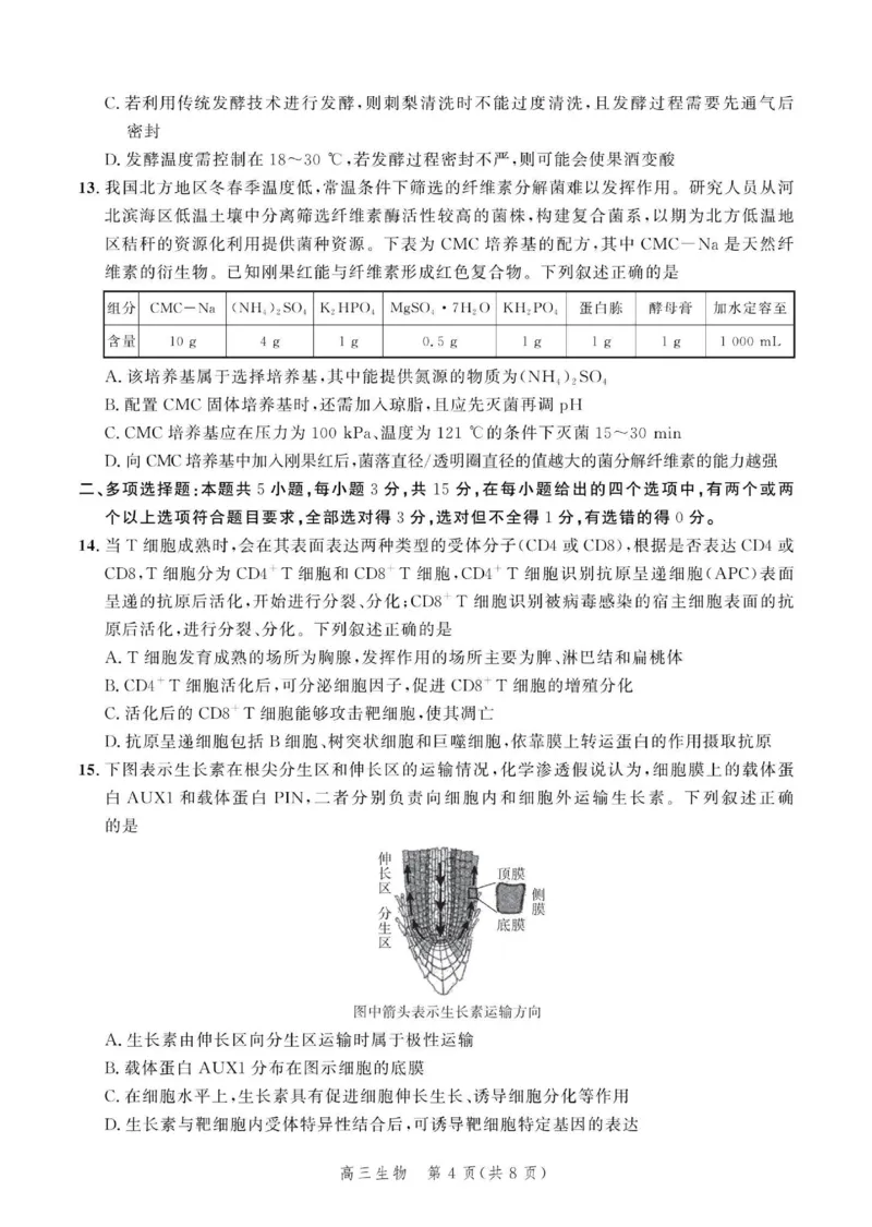 2024届河北省部分学校高三下学期大数据应用调研联合测评（六）生物试题_2024年4月_01按日期_6号_2024届河北省高三大数据应用调研联合测评（Ⅵ）