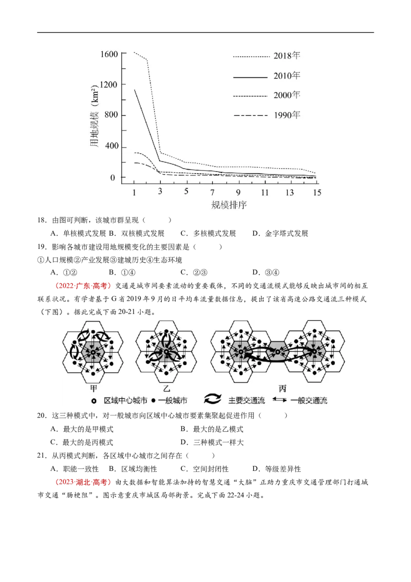 专题09乡村和城镇-五年（2019-2023）高考地理真题分项汇编（原卷版）_赠送：2008-2024全套高考真题_高考地理真题_送高考地理五年真题(2019-2023)分项汇编（全国通用）