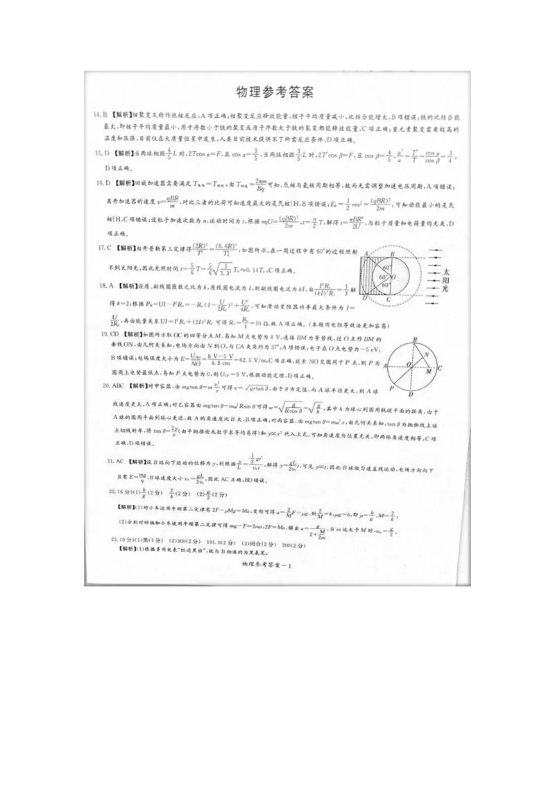 2023届炎德英才长郡十八校联盟高三第一次联考（全国卷）理综答案(1)_2024年2月_022月合集_2023届长郡十八校联盟高三第一次联考（全国卷）江西全科