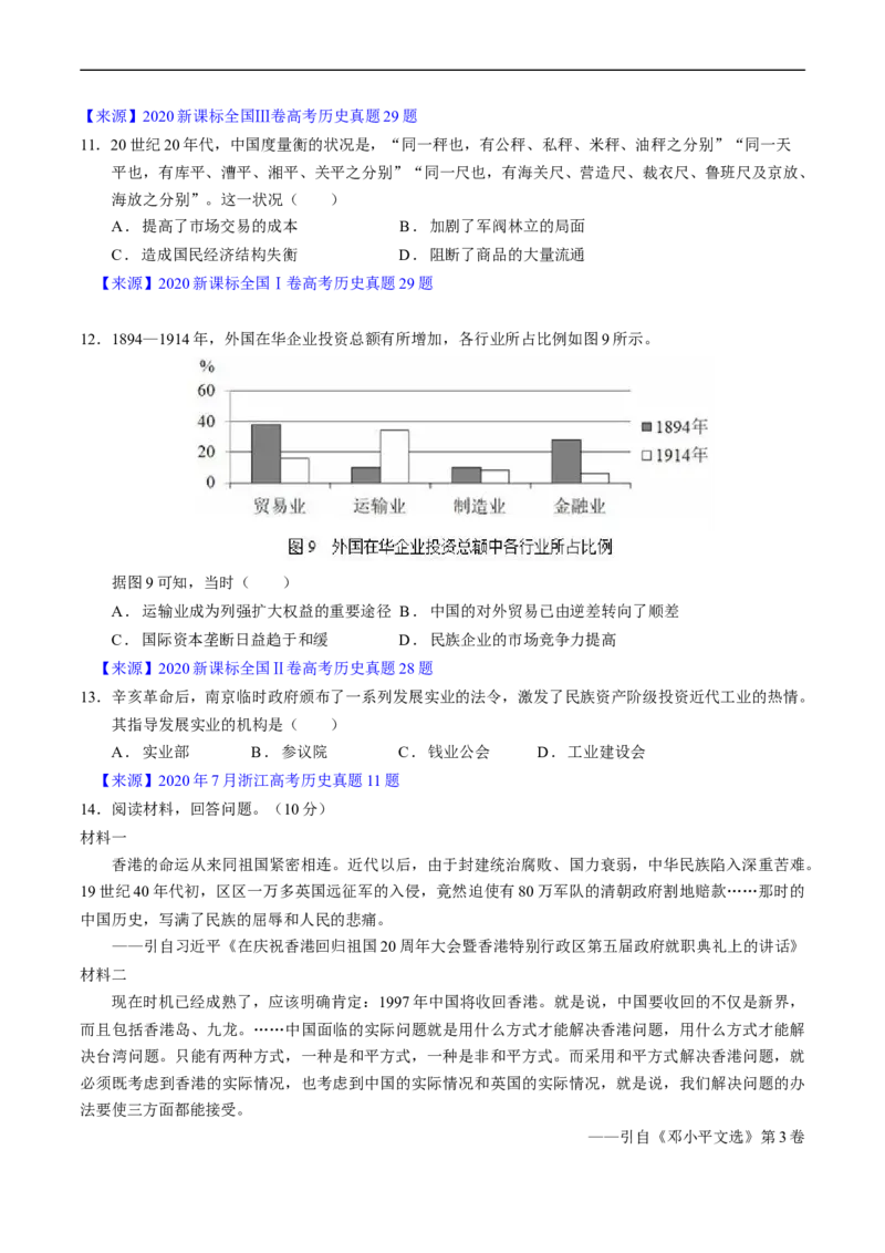 专题05晚清到清末民初的内忧外患与救亡道路（原卷版）_赠送：2008-2024全套高考真题_高考历史真题_送高考历史五年真题(2019-2023)分项汇编（全国通用）