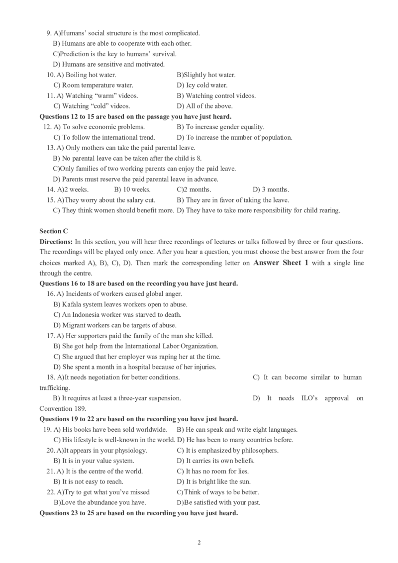 六级通关模拟卷第三套_英语四六级整合_英语四六级真题版本一此版本可作为补充_大学英语CET6_X0_03-六级模拟题_六级模拟题1-5套（赠送）_六级通关模拟卷（3）