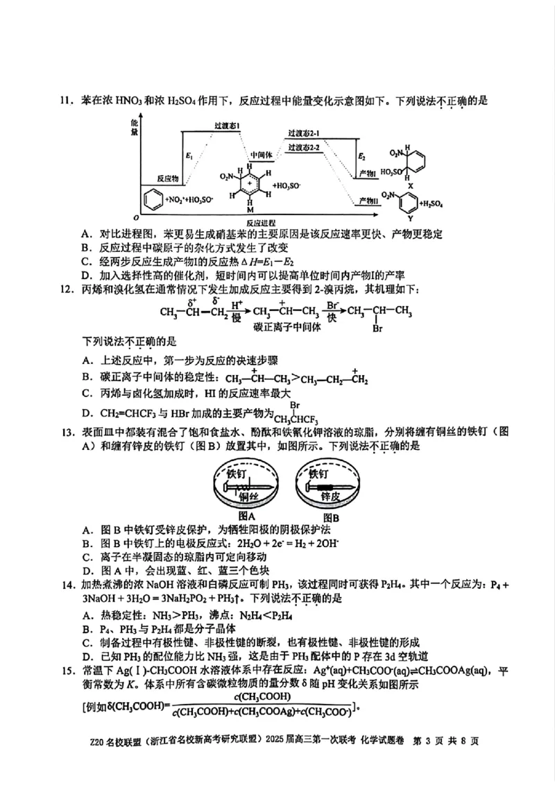 2025届Z20名校联盟(浙江省名校新高考研究联盟)高三第一次联考化学试卷及答案(1)_8月_2408242025届Z20名校联盟(浙江省名校新高考研究联盟)高三第一次联考