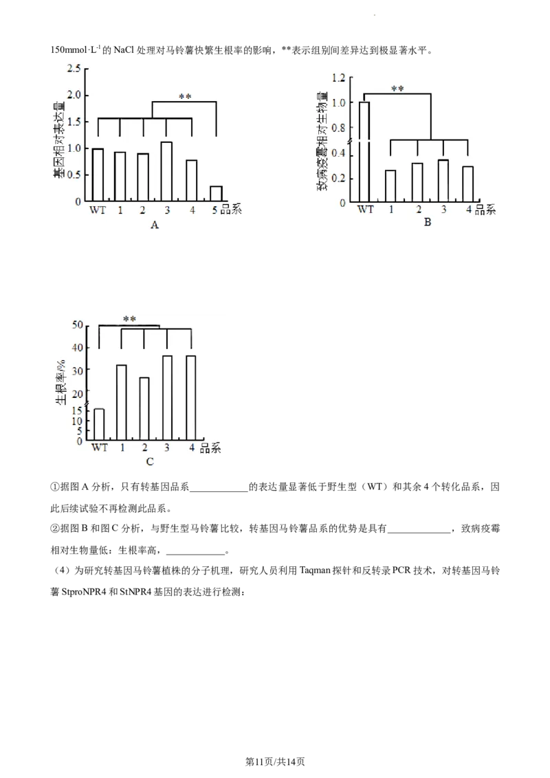 精品解析：江苏省南通市海安市海安市实验中学2023-2024学年高三10月月考生物试题（原卷版）(1)_2023年10月_0210月合集_2024届江苏省海安市实验中学高三上学期10月月考