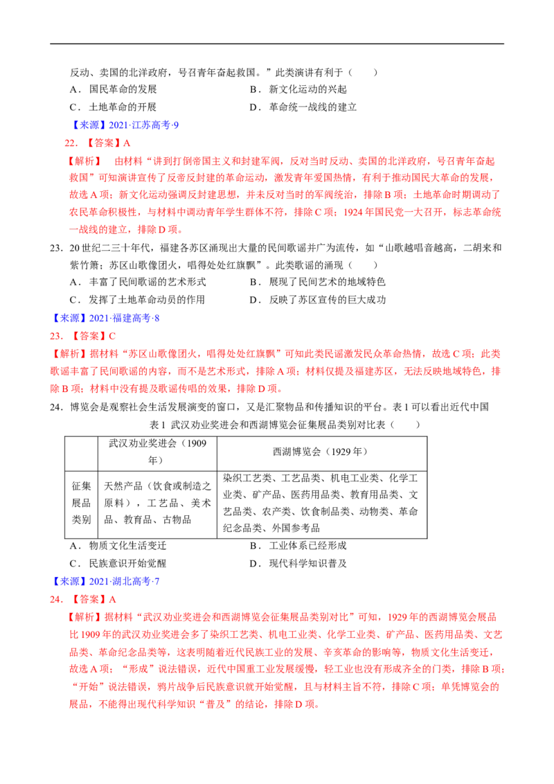 专题06新民主主义革命时期：中国成立与新民主主义革命的胜利（解析版）_赠送：2008-2024全套高考真题_高考历史真题_送高考历史五年真题(2019-2023)分项汇编（全国通用）