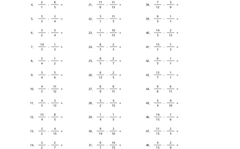 分数减法第1-20篇_编码0121-6年级数学口算计算_口算题（适合5年级）_分数-减法（200篇）_（分数）减法高级（100篇）