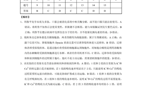 重庆市第八中学2024届高考适应性月考卷（一）生物参考答案(1)_2023年10月_0210月合集_2024届重庆市第八中学高考适应性月考卷（一）_重庆市第八中学2024届高考适应性月考卷（一）生物