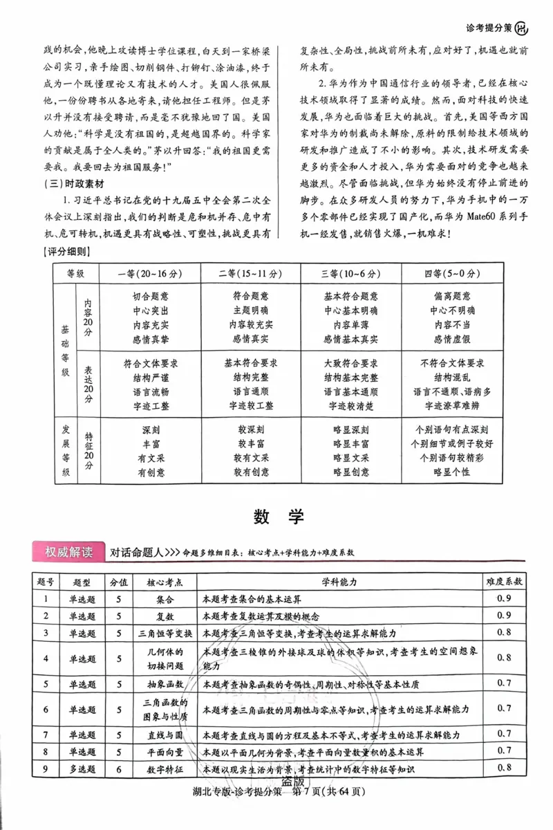 语文答案_2024高考押题卷_22024王hou雄_16王后雄押题_2024年王后雄高考押题预测卷（湖北专版）_语文