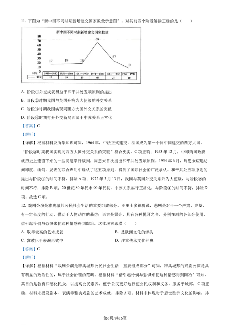 精品解析：江苏省常州市华罗庚中学2023届高三上学期暑期夏令营学习能力测试历史试题（解析版）_2023年8月_01每日更新_18号_2024届江苏省华罗庚中学高三上学期暑期夏令营学习能力测试