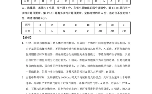 2023届&ldquo;3+3+3&rdquo;高考备考诊断性联考卷（二）理综-答案_2024年2月_01每日更新_15号_2023届贵州省3+3+3高考备考诊断性联考（二）全科_2023届贵州省3+3+3高考备考诊断性联考（二）理综