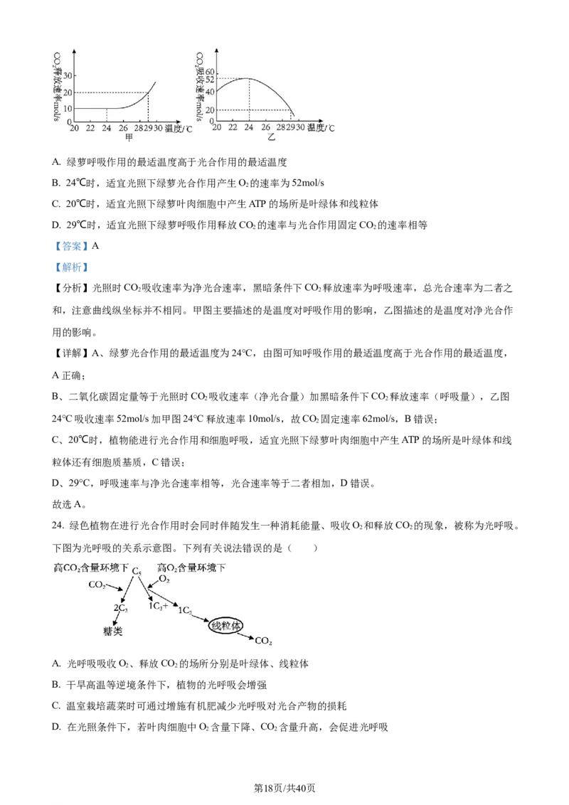 精品解析：四川省成都市石室中学2023-2024学年高三上学期开学生物试题（解析版）_2023年9月_01每日更新_3号_2024届四川省成都市石室中学高三上学期开学考试
