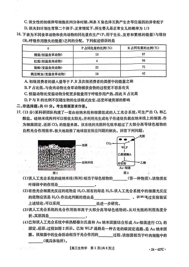 2024届广西高三4月多市联考(金太阳24-427C)生物试卷(1)_2024年4月_024月合集_2024届广西高三4月多市联考(金太阳24-427C)