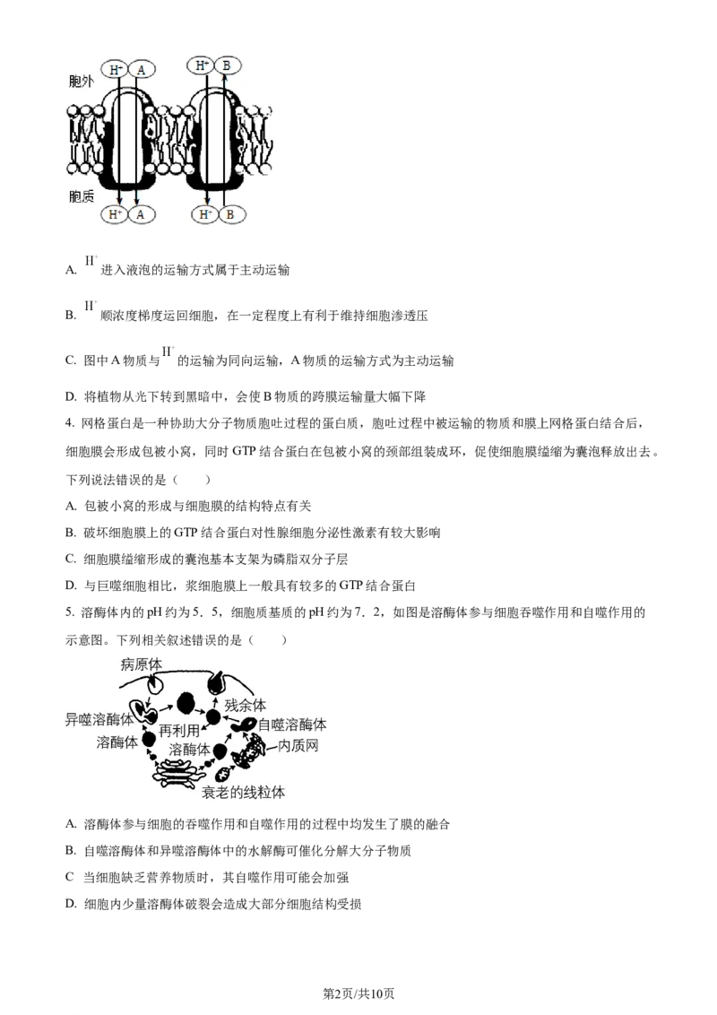 精品解析：湖北省重点高中智学联盟2023-2024学年高三10月联考生物试题（原卷版）(1)_2023年10月_0210月合集_2024届湖北省重点高中智学联盟高三上学期10月联考