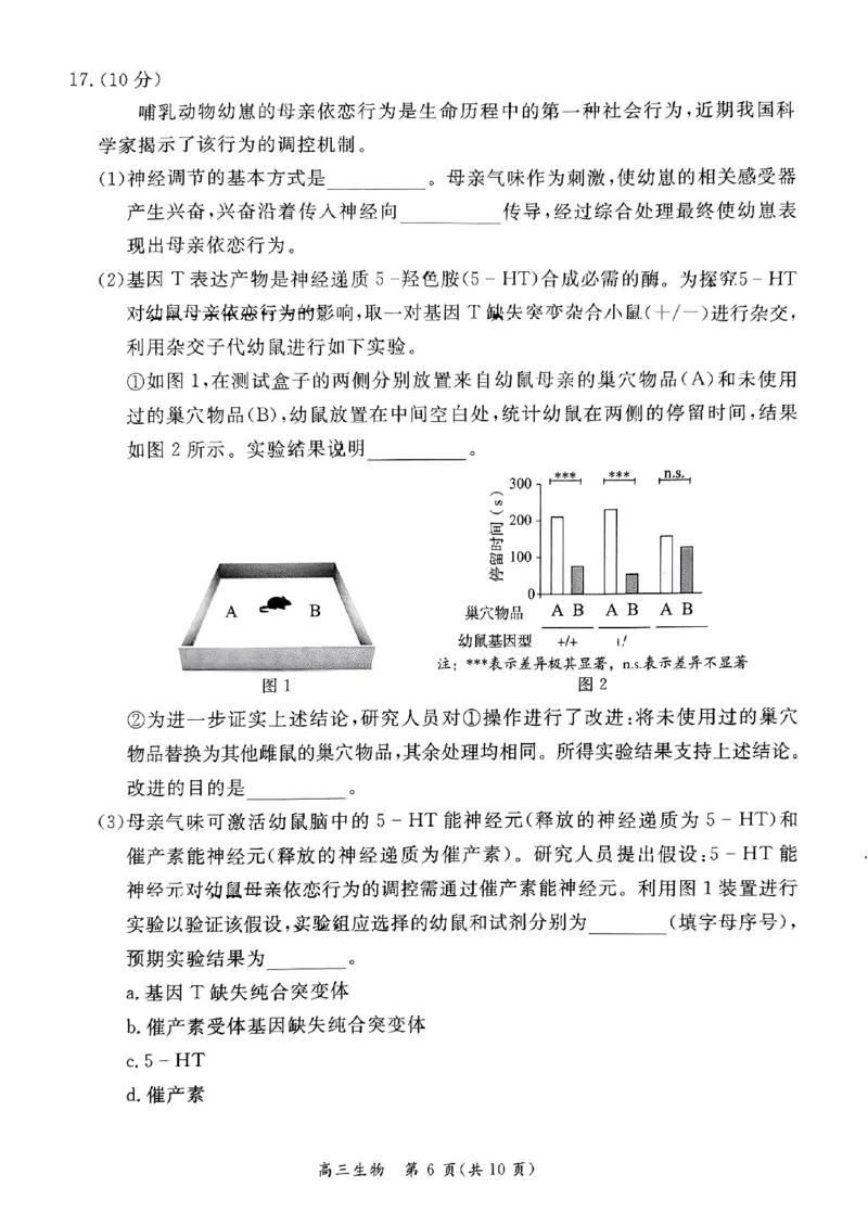2024北京东城高三二模生物试题及答案(1)_2024年5月_025月合集_2024届北京东城区高三二模