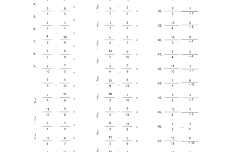 分数减法第21-50篇_编码0121-6年级数学口算计算_口算题（适合5年级）_分数-减法（200篇）_（分数）减法高级（100篇）