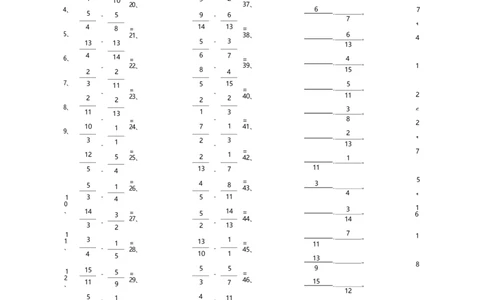 分数减法第21-50篇_编码0121-6年级数学口算计算_口算题（适合5年级）_分数-减法（200篇）_（分数）减法高级（100篇）